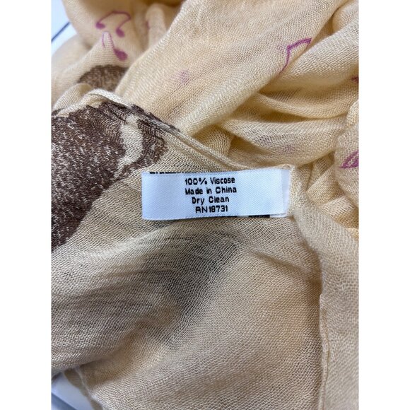 Studio Thirtysix Bird & Music Note Print Viscose Scarf Shawl 74" x 38" - Picture 5 of 11